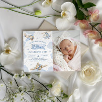 Time Flies Photo Airplane 1st Birthday Invite