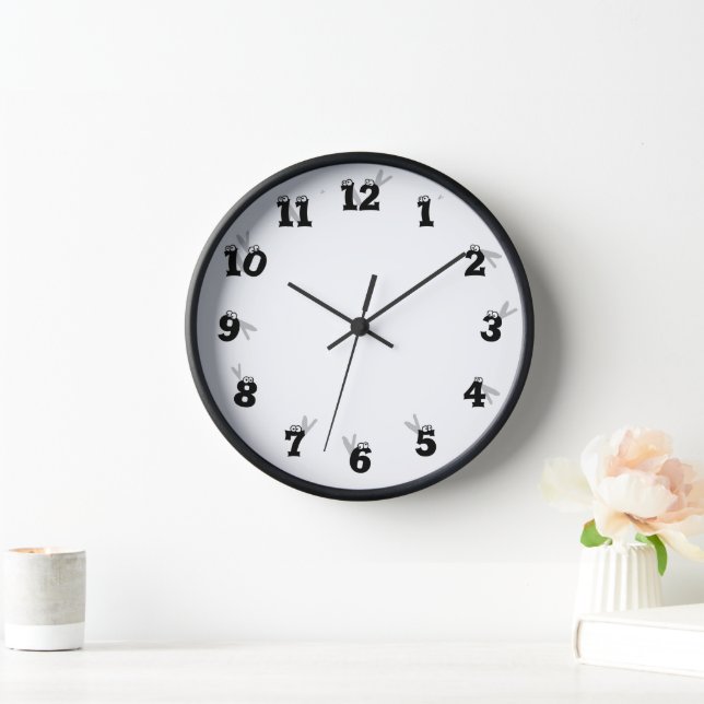 TIME FLIES Pun Cute Funny Fly Wall Clock (Home)