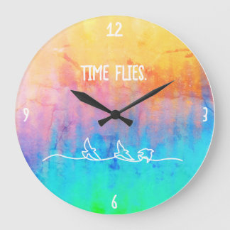 Time Flies Rainbow Rustical Large Clock