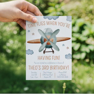 Time Flies When You're Having Fun Plane Birthday Invitation