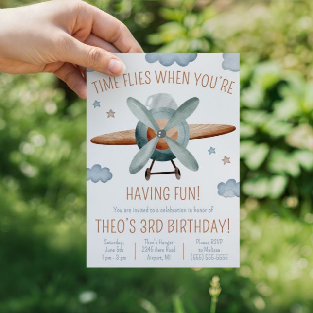 Time Flies When You're Having Fun Plane Birthday Invitation (Creator Uploaded)