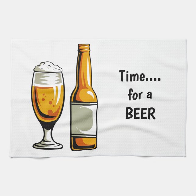 Time for a beer kitchen towel (Horizontal)
