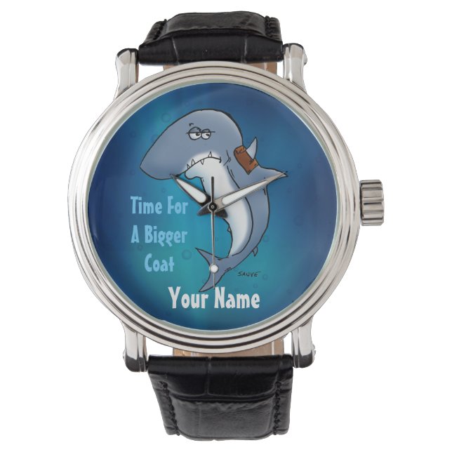 Time For A Bigger Coat Funny Blue Shark Watch (Front)