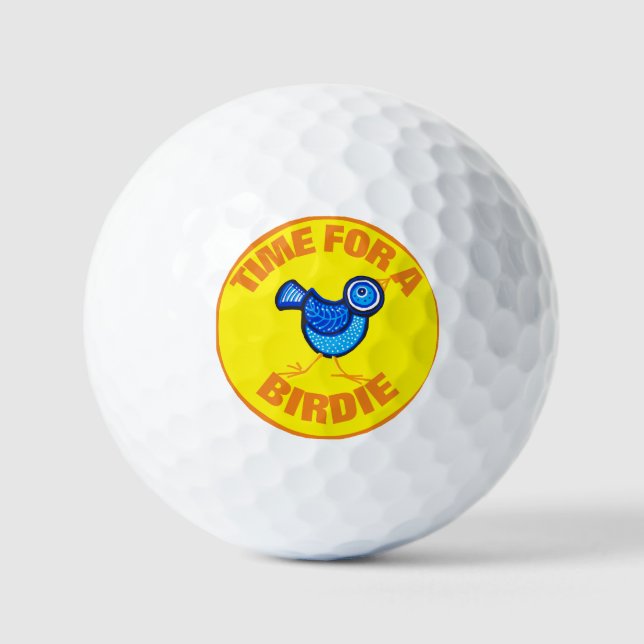 Time for a birdie yellow background golf balls (Front)