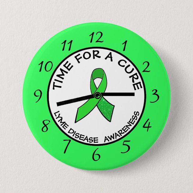 Time for a Cure Lime  Awareness Ribbon Stickers 3 Inch Round Button (Front)