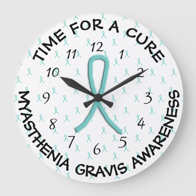 Time for a Cure Lime Green Awareness Ribbon Clock (Front)