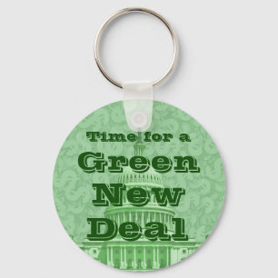 Time For a Green New Deal Keychain