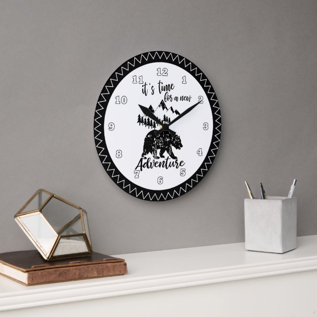 Time for a new adventure bear camper clock (Office)