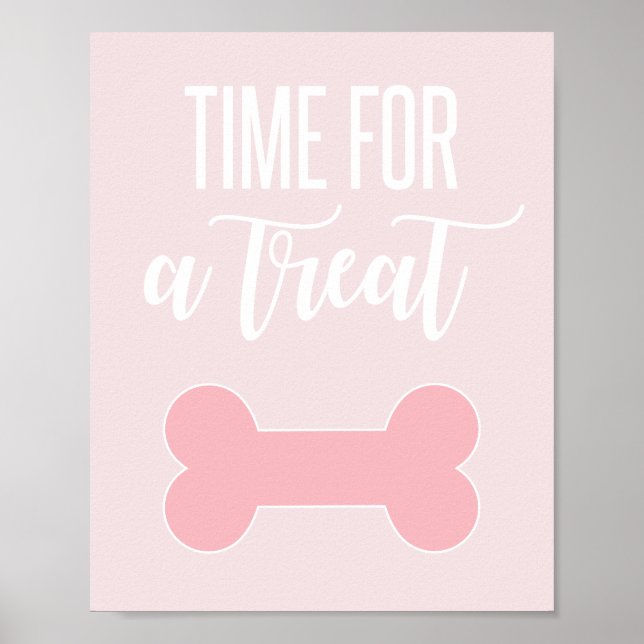 Time for a Treat Puppy Party Sign Pink (Front)