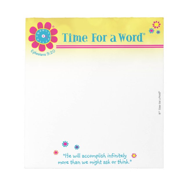 "Time for a Word," Ephesians 3:20, Notepad (Front)