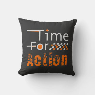 Time For Action Retro motorsports Racing Throw Pillow