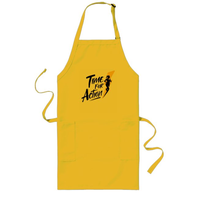 Time for Action Yellow Apron | Motivational Cookin (Front)