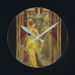 Time for Art Deco Round Clock<br><div class="desc">This collage portrays the iconic fashion and architectural designs of Art Deco.</div>