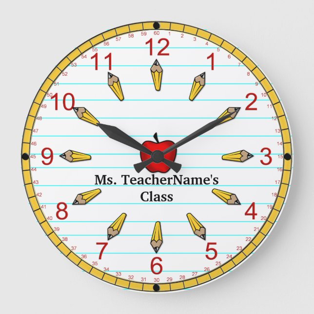 Time For Class - Numbered (Personalized) Large Clock (Front)