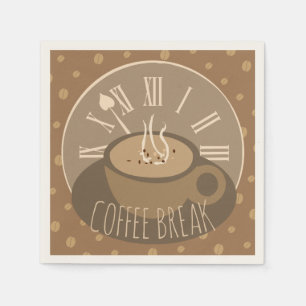 Time for Coffee Break Clock and Beans Napkin