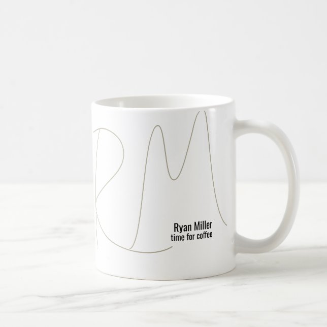 Time for coffee thin script monogram mug (Right)