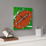 Time for Football Screwball Graphics Square Wall Clock<br><div class="desc">Time for Football! Art by Kathy Adalian @ScrewballGraphics</div>