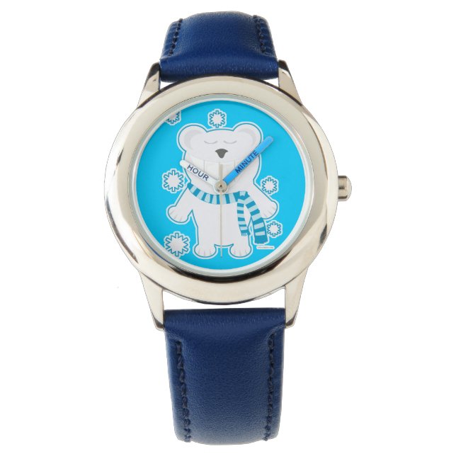 Time for Molar Polar Bear with Scarf Cartoon Watch (Front)