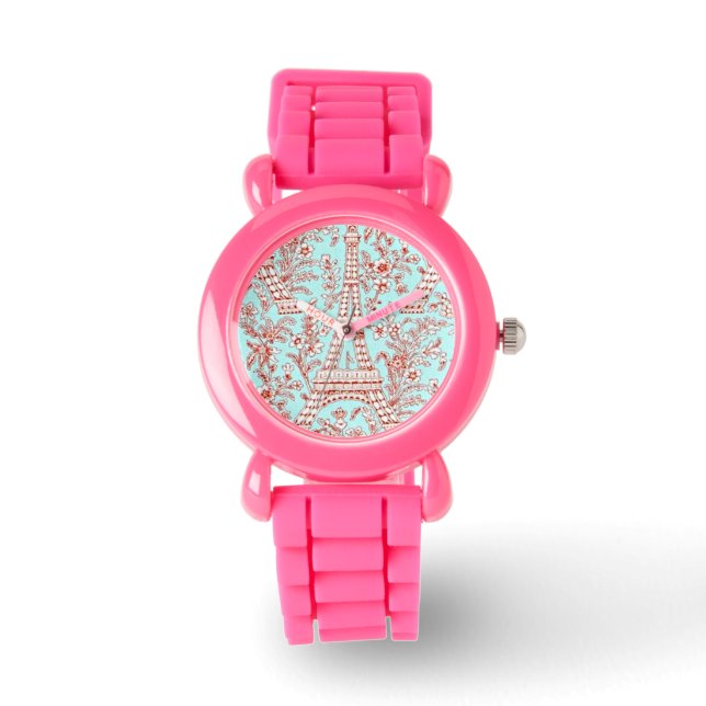 Time for Paris! Pink Glitter Watch (Front)