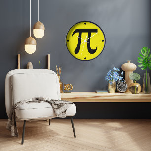 Time For Pi Wall Clock with Black Wood Frame