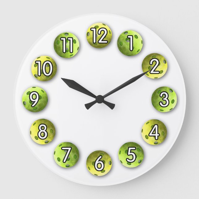 Time for Pickleball - Green/White - Large Clock (Front)