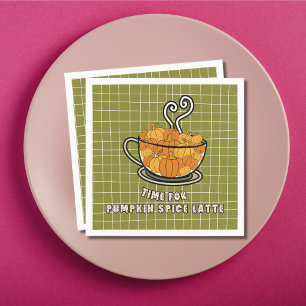 Time for Pumpkin Spice Latte Fall Dining Napkin