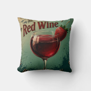 Time for Red Wine Rustic Vineyard Throw Pillow