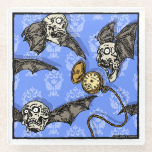 Time For Skull Bats - Pop Goth Nightmare Surreal Glass Coaster