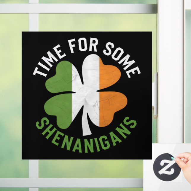 Time For Some Shenanigans Clover St Patrick's Day Window Cling (Home)