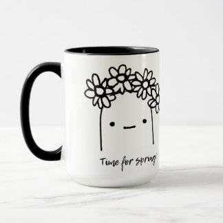 Time for Spring  Black and White Illustration Flow Mug