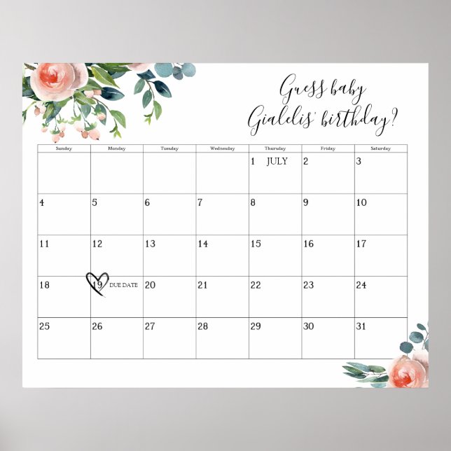 Time for Tea Baby Shower Due Date Guess Poster (Front)