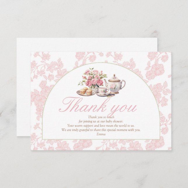 Time for Tea Baby Shower Thank You (Front/Back)