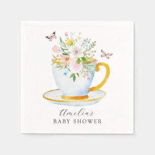 Time for Tea Baby Shower Whimsical Wildflower Napkin