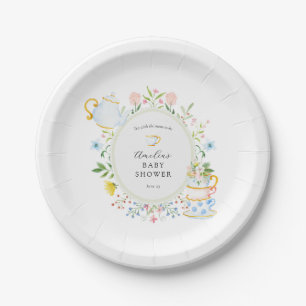 Time for Tea Baby Shower Whimsical Wildflower Paper Plate