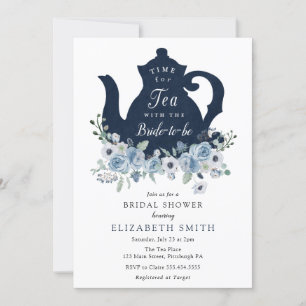Time for Tea Blue Bridal Shower Invitation