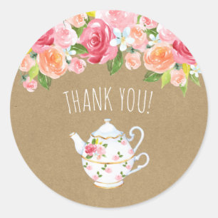Time for tea bridal shower thank you favour classic round sticker
