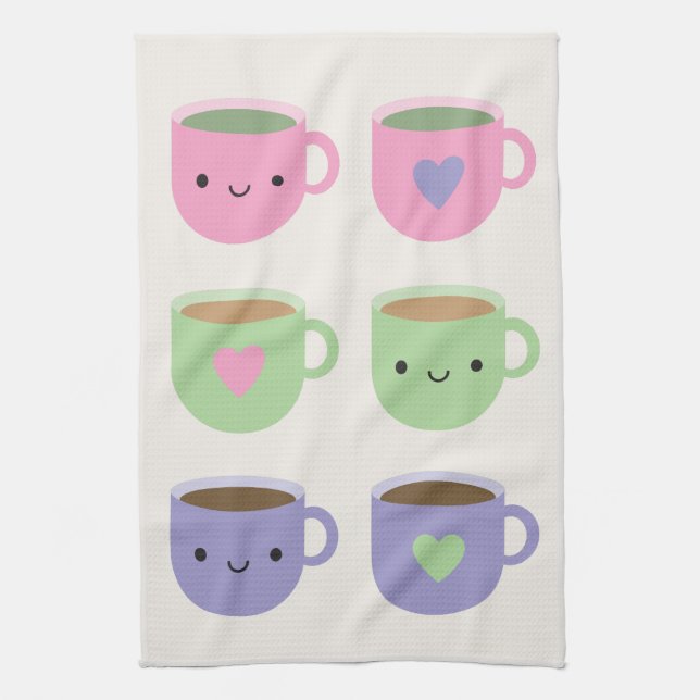 Time For Tea - Kawaii Cup of Tea Kitchen Towel (Vertical)