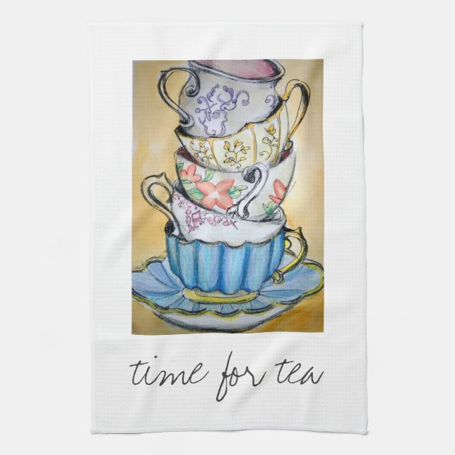 time for tea kitchen towel (Vertical)