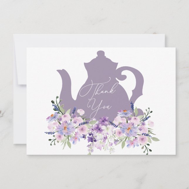 Time for Tea Lavender Shower Thank You Card (Front)