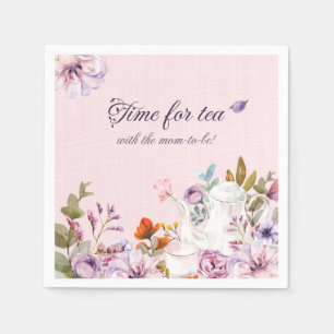 Time For Tea Party Floral Baby Shower Napkin