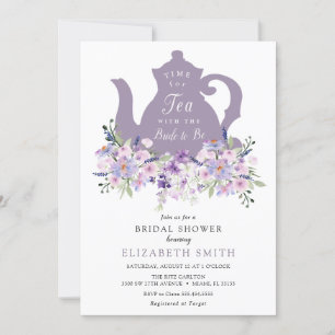 Time for Tea Purple Lavender Bridal Shower Invitation