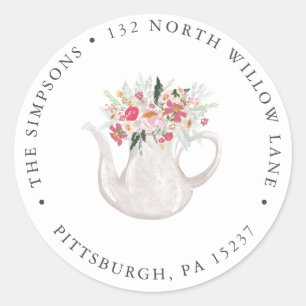 Time for Tea Return Address  Classic Round Sticker