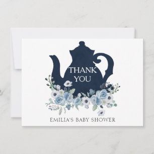 Time for Tea Shower Blue Thank You Card