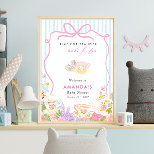 Time for tea Teapots and Cups baby shower Poster