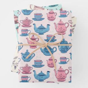 Time for Tea Vintage Pattern Wrapping Paper Sheets