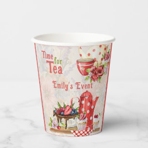 Time for Tea! Vintage Retro Afternoon Tea Party Paper Cups