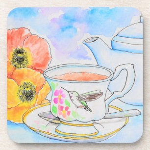 Time for Tea Watercolor Painting Coaster