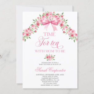 Time for tea with mom to be baby shower girl invitation
