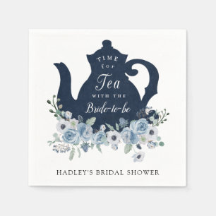 Time for Tea with the Bride to Be Blue Napkin