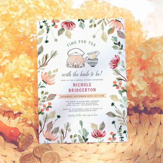 Time For Tea With The Bride To Be | Bridal Shower Invitation (Creator Uploaded)